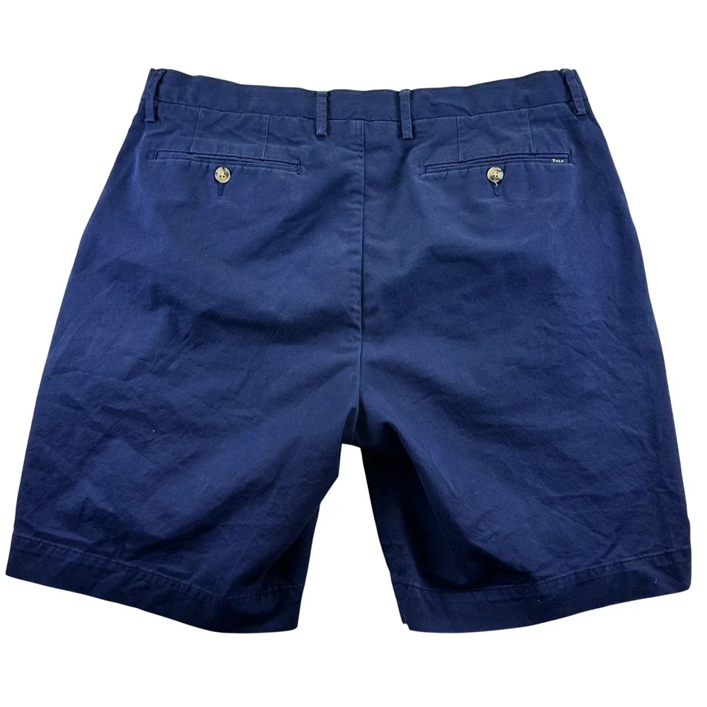 Polo Ralph Lauren Mens Navy Blue Stretch Classic Fit Chino Shorts Size 34